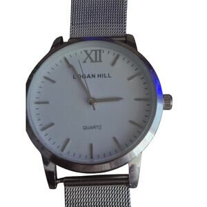 Mens watch Logan Hill Easy to read dial Quartz New Battery Metal Band Sharp